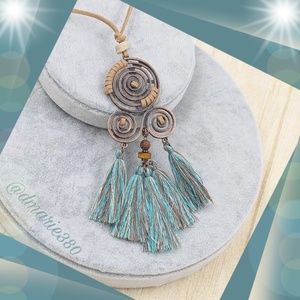 New Bohemian
spiral Pendant w/ tassels necklace